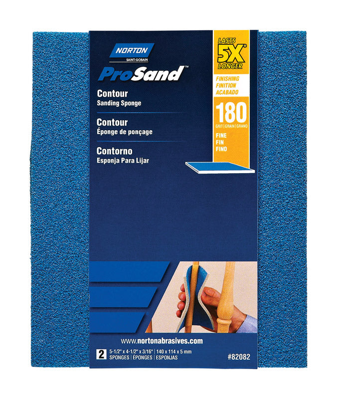 NORTON - Norton ProSand 5.5 in. L X 4.5 in. W X 0.188 in. 180 Grit Fine Contour Sanding Sponge