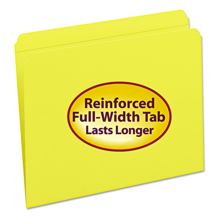 Smead - Reinforced Top Tab Colored File Folders, Straight Tabs, Letter Size, 0.75" Expansion, Yellow, 100/Box