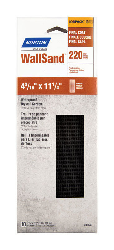 NORTON - Norton WallSand 11-1/4 in. L X 4-3/16 in. W 220 Grit Silicon Carbide Drywall Sanding Screen 10 pk