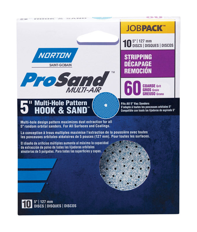 NORTON - Norton ProSand 5 in. Zirconia Alumina Hook and Loop H831 Sanding Disc 60 Grit Coarse 10 pk [7660703224]