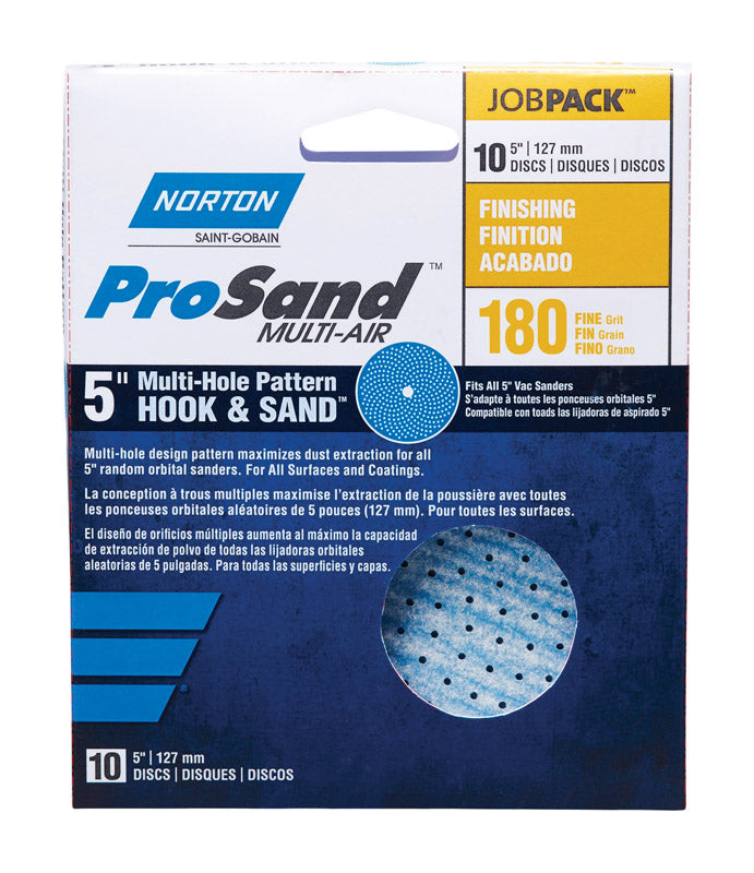 NORTON - Norton ProSand 5 in. Ceramic Alumina Hook and Loop Sanding Disc 180 Grit Fine 10 pk