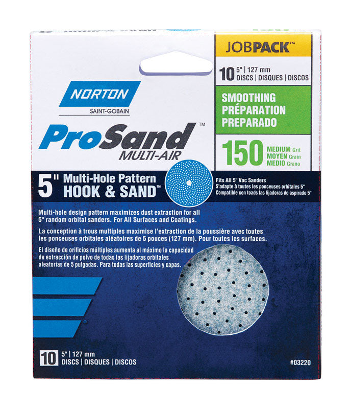 NORTON - Norton ProSand 5 in. Ceramic Alumina Hook and Loop A975 Sanding Disc 150 Grit Fine 10 pk [7660703220]