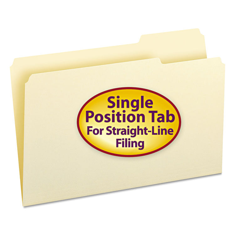 Smead - Manila File Folders, 1/3-Cut Tabs: Right Position, Legal Size, 0.75" Expansion, Manila, 100/Box