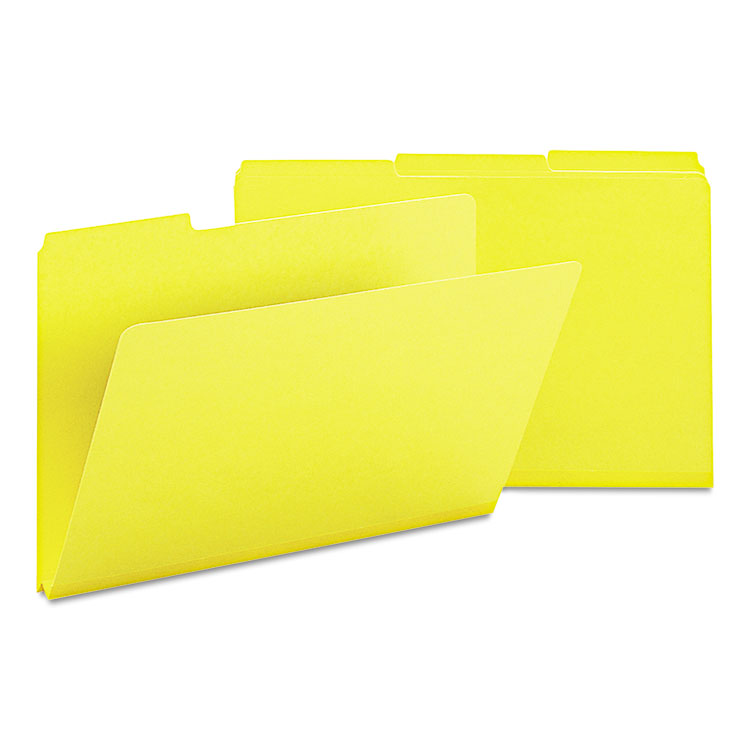 Smead - Expanding Recycled Heavy Pressboard Folders, 1/3-Cut Tabs: Assorted, Legal Size, 1" Expansion, Yellow, 25/Box