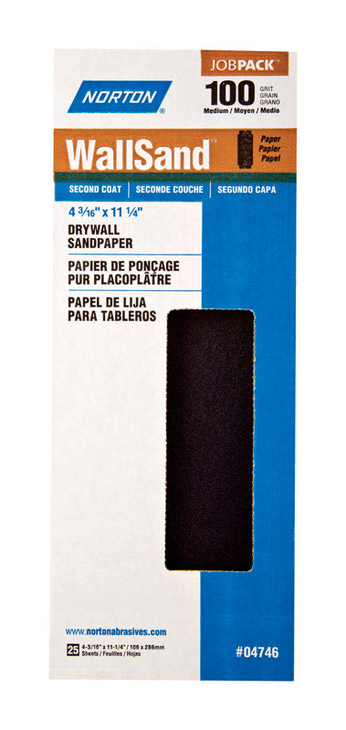 NORTON - Norton WallSand 11-1/4 in. L X 4-3/16 in. W 100 Grit Silicone Carbide Drywall Sandpaper 25 pk