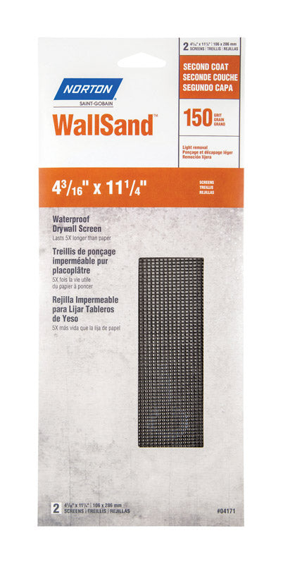 NORTON - Norton WallSand 11-1/4 in. L X 4-3/16 in. W 150 Grit Silicon Carbide Waterproof Drywall Screen 2 pk