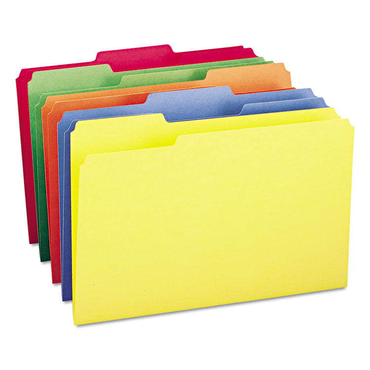 Smead - Colored File Folders, 1/3-Cut Tabs: Assorted, Legal Size, 0.75" Expansion, Assorted Colors, 100/Box