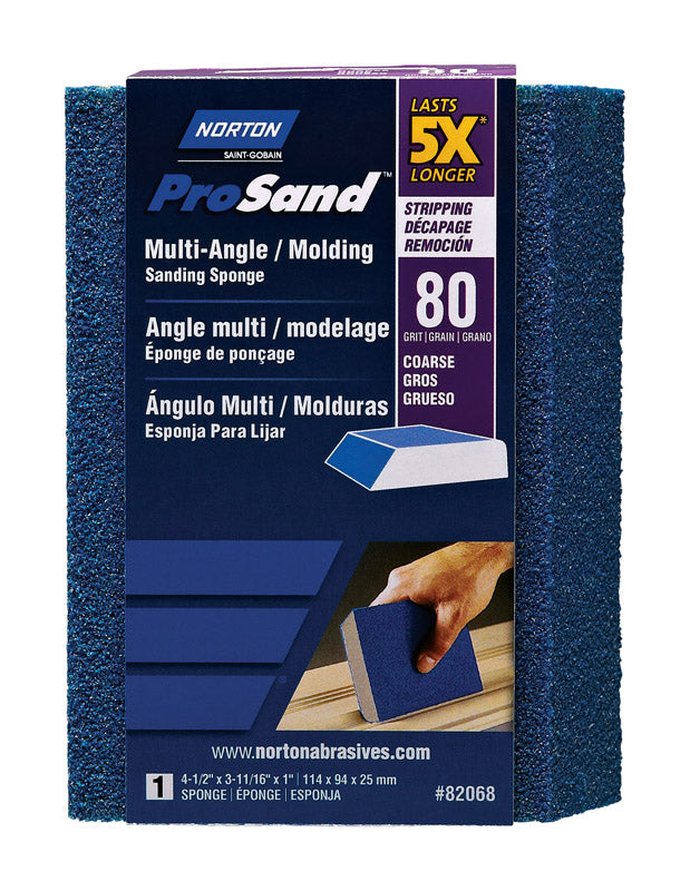 NORTON - Norton ProSand 4.5 in. L X 3.6875 in. W X 1 in. 80 Grit Coarse Multi-Angle Sanding Sponge