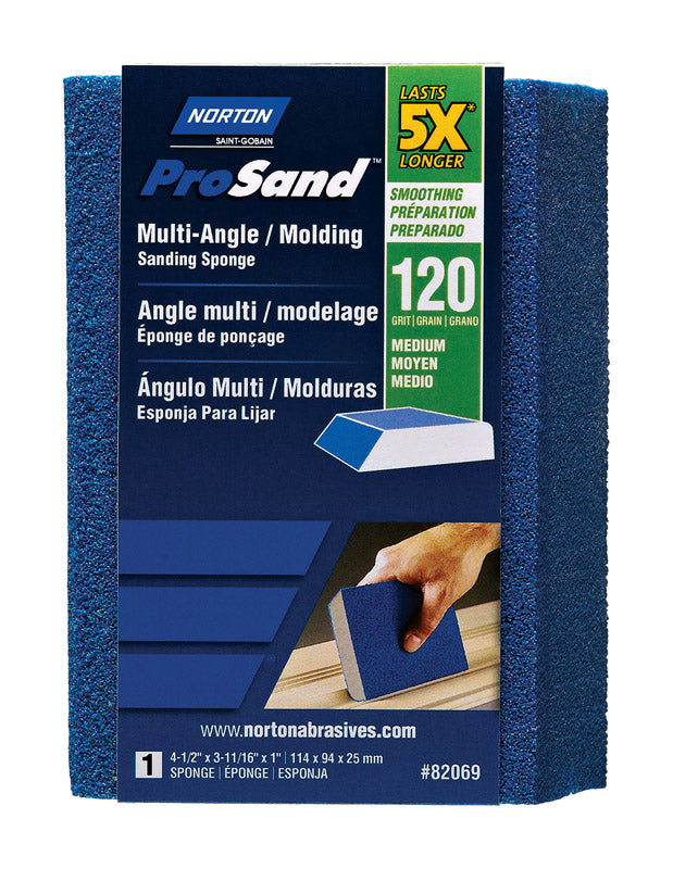 NORTON - Norton ProSand 4.5 in. L X 3.6875 in. W X 1 in. 120 Grit Medium Multi-Angle Sanding Sponge