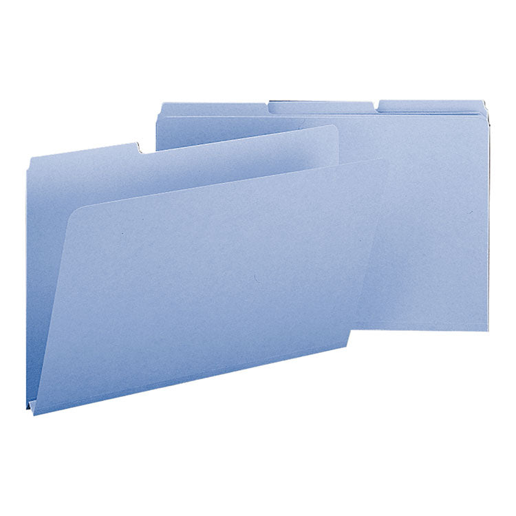 Smead - Expanding Recycled Heavy Pressboard Folders, 1/3-Cut Tabs: Assorted, Legal Size, 1" Expansion, Blue, 25/Box