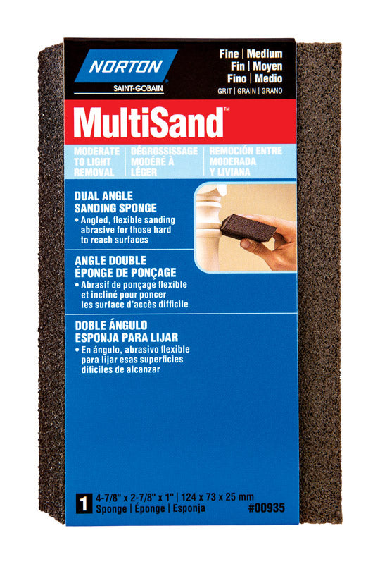 NORTON - Norton 4.875 in. L X 2.88 in. W X 1 in. 80/120 Grit Fine/Medium Dual Angle Sanding Sponge