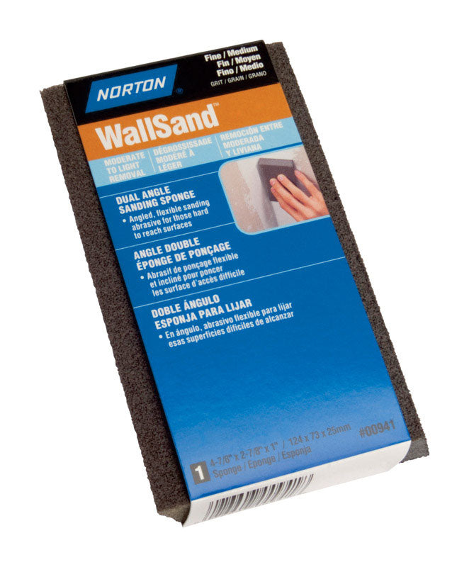 NORTON - Norton WallSand 4.875 in. L X 2.875 in. W X 1 in. Fine/Medium Dual Angle Sanding Sponge