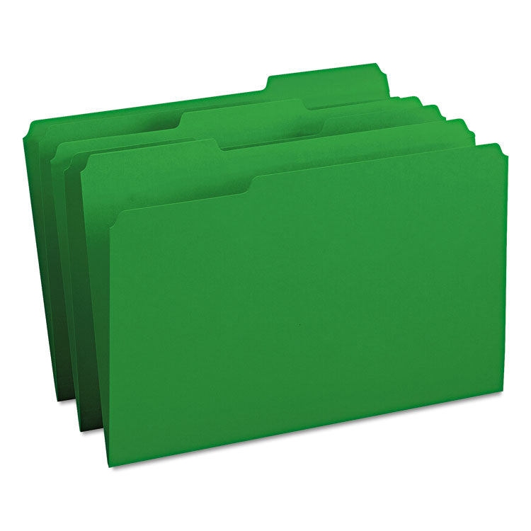 Smead - Colored File Folders, 1/3-Cut Tabs: Assorted, Legal Size, 0.75" Expansion, Green, 100/Box