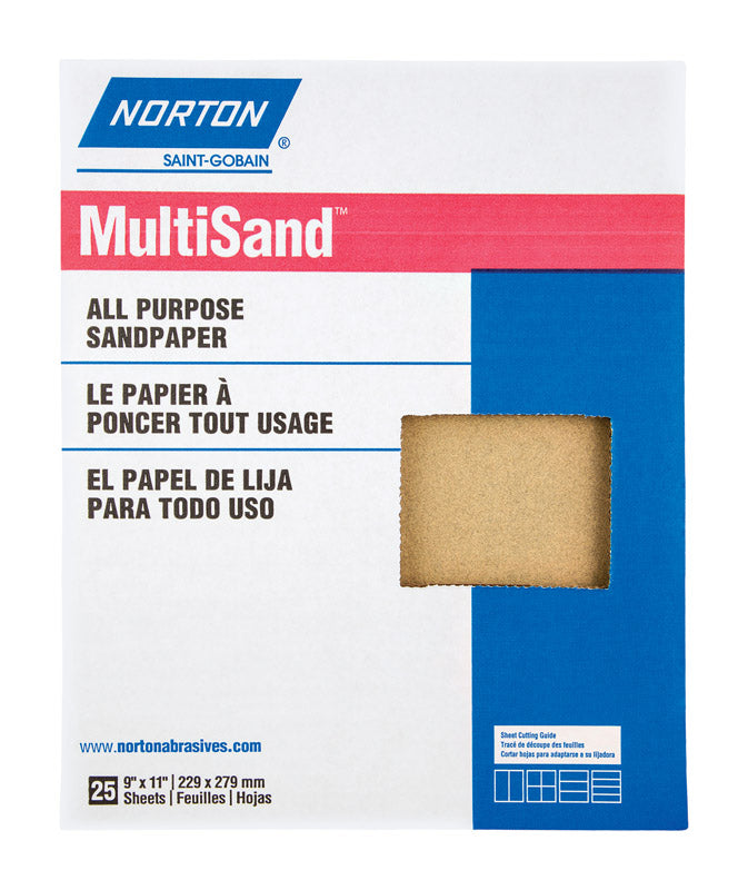 NORTON - Norton MultiSand 11 in. L X 9 in. W 220 Grit Aluminum Oxide All Purpose Sandpaper 25 pk