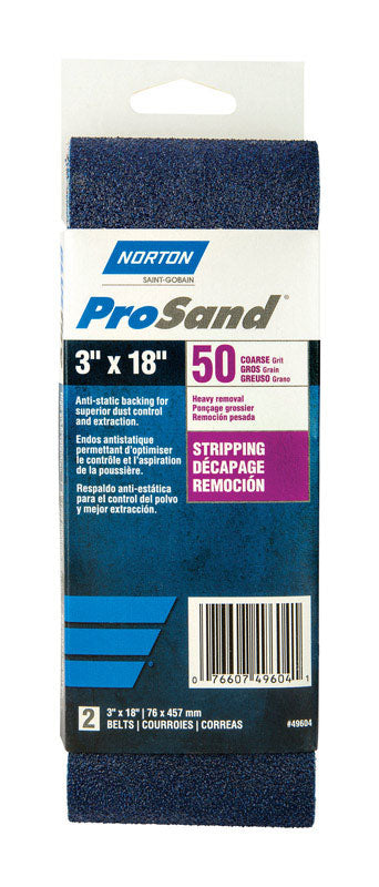 NORTON - Norton ProSand 18 in. L X 3 in. W Zirconia Alumina Cloth Portable Sanding Belt 50 Grit Coarse 2 pk