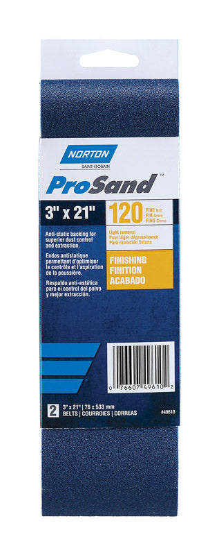 NORTON - Norton ProSand 21 in. L X 3 in. W Zirconia Alumina Cloth Portable Sanding Belt 120 Grit Medium 2 pk