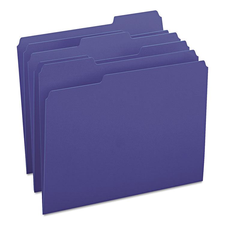 Smead - Colored File Folders, 1/3-Cut Tabs: Assorted, Letter Size, 0.75" Expansion, Navy Blue, 100/Box