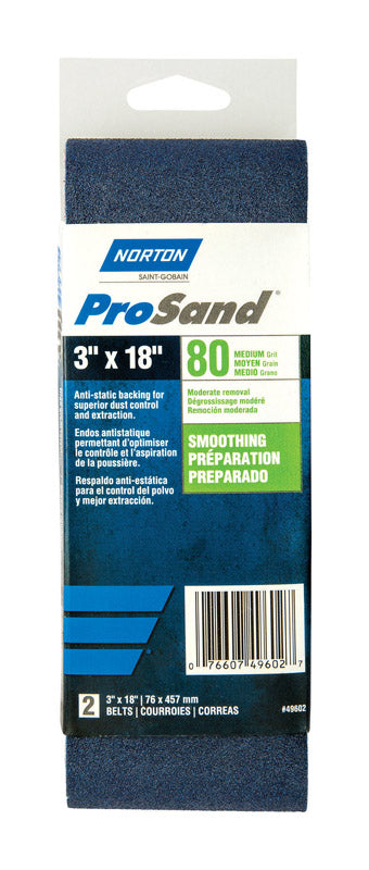 NORTON - Norton ProSand 18 in. L X 3 in. W Zirconia Alumina Cloth Portable Sanding Belt 80 Grit Coarse 2 pk