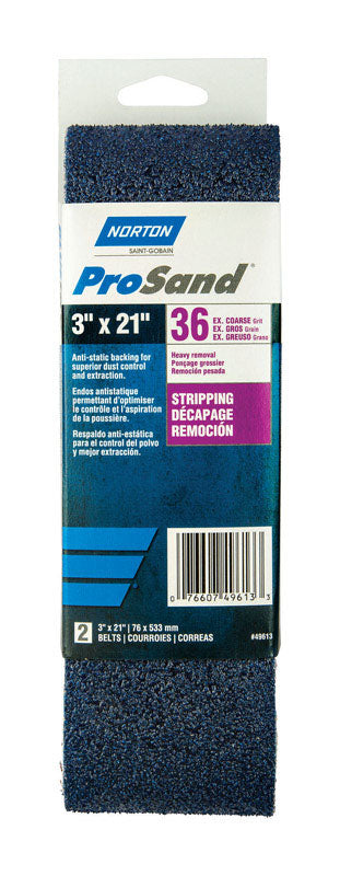 NORTON - Norton ProSand 21 in. L X 3 in. W Zirconia Alumina Cloth Portable Sanding Belt 36 Grit Extra Coarse