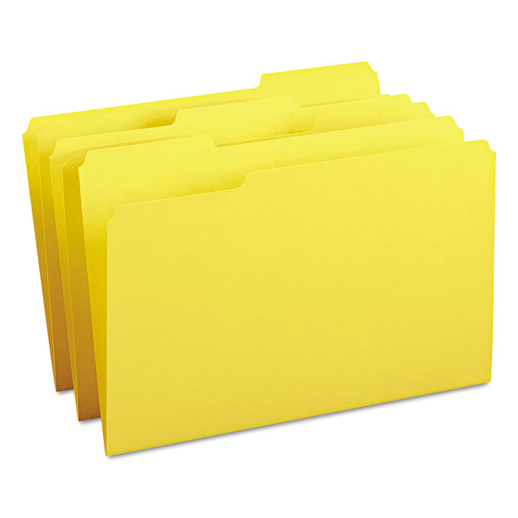 Smead - Colored File Folders, 1/3-Cut Tabs: Assorted, Legal Size, 0.75" Expansion, Yellow, 100/Box