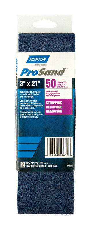 NORTON - Norton ProSand 21 in. L X 3 in. W Zirconia Alumina Cloth Portable Sanding Belt 50 Grit Coarse 2 pk