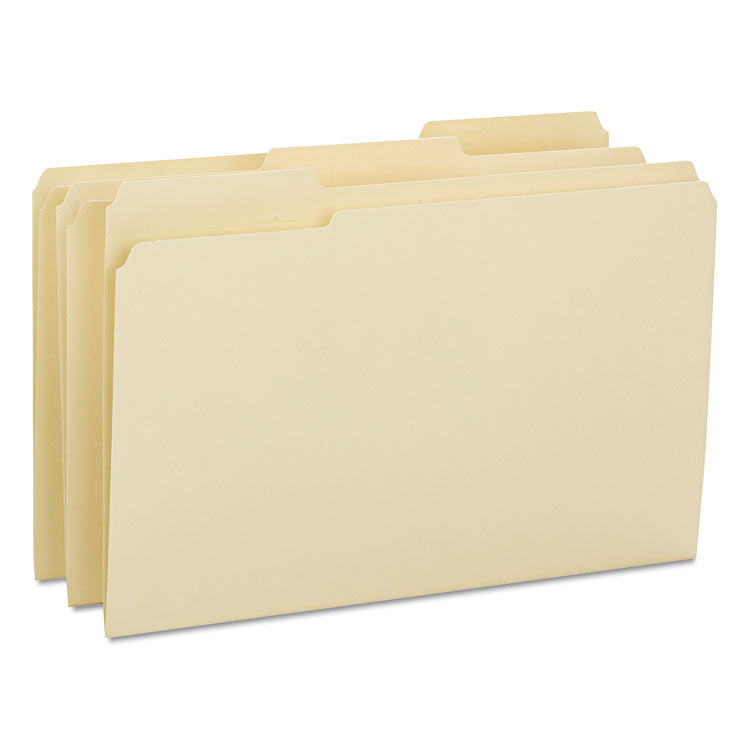 Smead - Reinforced Tab Manila File Folders, 1/3-Cut Tabs: Assorted, Legal Size, 0.75" Expansion, 14-pt Manila, 100/Box