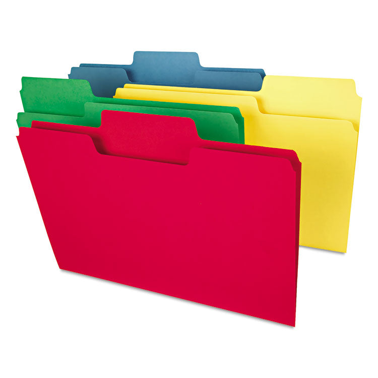 Smead - SuperTab Colored File Folders, 1/3-Cut Tabs: Assorted, Legal Size, 0.75" Expansion, 14-pt Stock, Assorted Colors, 50/Box