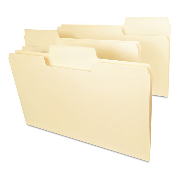 Smead - SuperTab Top Tab File Folders, 1/3-Cut Tabs: Assorted, Legal Size, 0.75" Expansion, 14-pt Manila, 50/Box