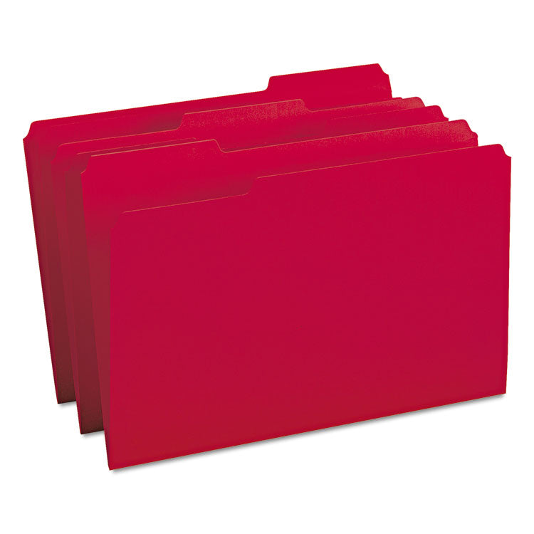 Smead - Colored File Folders, 1/3-Cut Tabs: Assorted, Legal Size, 0.75" Expansion, Red, 100/Box