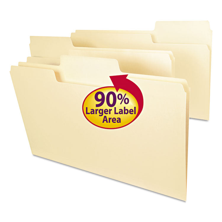 Smead - SuperTab Top Tab File Folders, 1/3-Cut Tabs: Assorted, Legal Size, 0.75" Expansion, 11-pt Manila, 100/Box