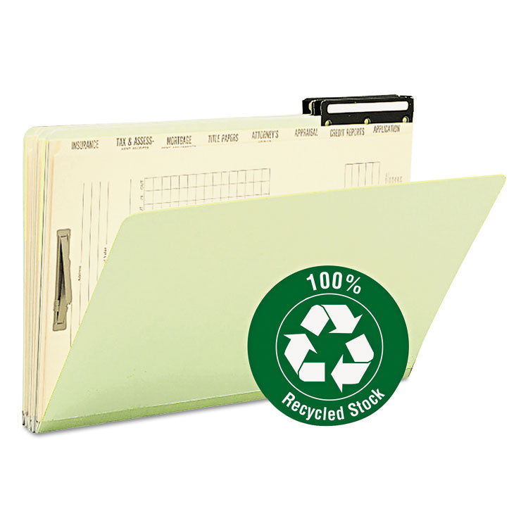 Smead - Pressboard Mortgage Folders, 8 Dividers, Legal Size, Green, 10/Box