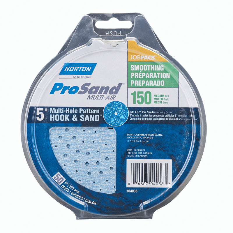 NORTON - Norton ProSand 5 in. Ceramic Alumina Hook and Loop A975 Sanding Disc 150 Grit Fine 50 pk