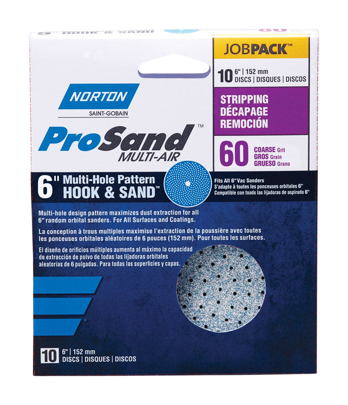 NORTON - Norton ProSand 6 in. Zirconia Alumina Hook and Loop H831 Sanding Disc 60 Grit Coarse 10 pk