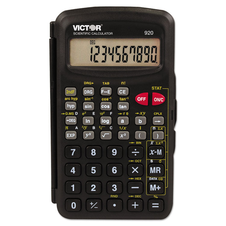 Victor - 920 Compact Scientific Calculator with Hinged Case, 10-Digit LCD