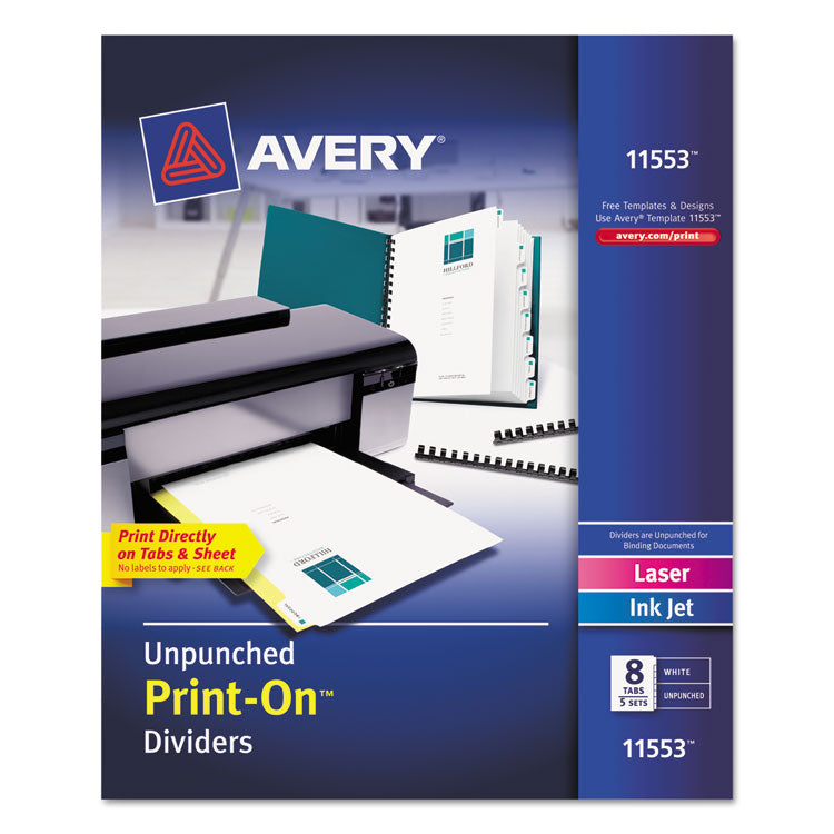 Avery - Customizable Print-On Dividers, 8-Tab, Letter, 5 Sets (9049115)