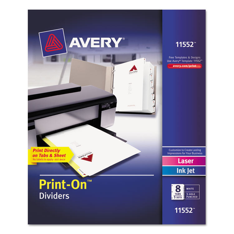 Avery - Customizable Print-On Dividers, 8-Tab, Letter, 5 Sets (9049131)