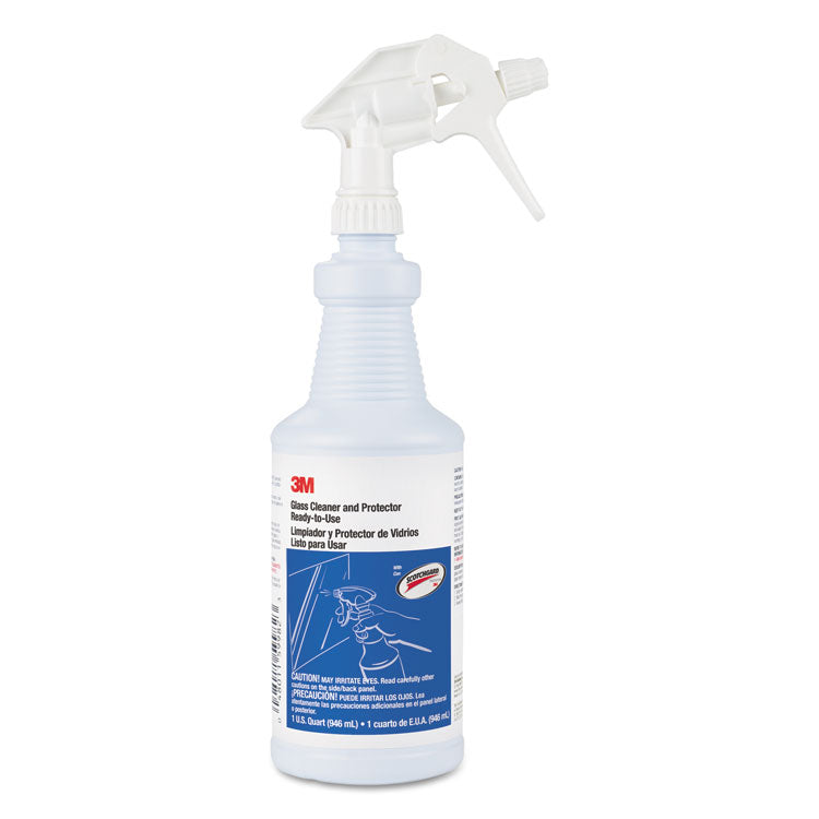 3M - Ready-to-Use Glass Cleaner with Scotchgard, Apple, 32 oz Spray Bottle, 12/Carton