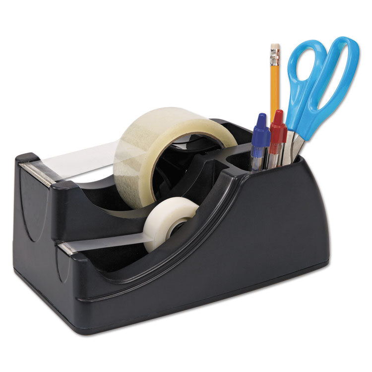 Officemate - Recycled 2-in-1 Heavy Duty Tape Dispenser, 1" and 3" Cores, Plastic, Black