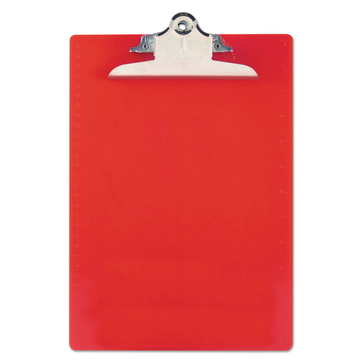 Saunders - Recycled Plastic Clipboard with Ruler Edge, 1" Clip Capacity, Holds 8.5 x 11 Sheets, Red