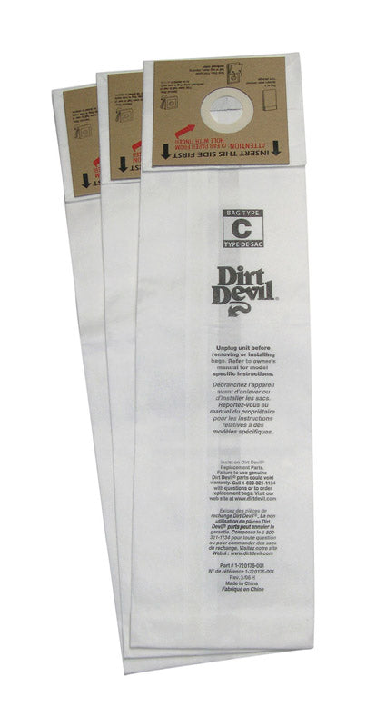 DIRT DEVIL - Dirt Devil Vacuum Bag For For Deluxe and MVP Upright Vacuum Cleaners 3 pk