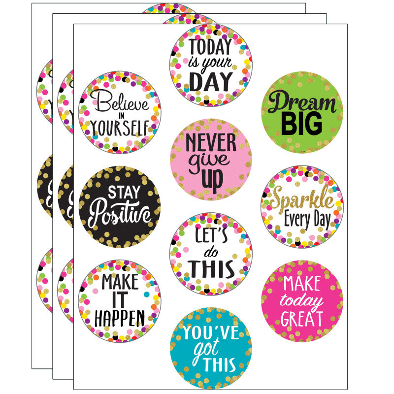TEACHER CREATED RESOURCES - Confetti Positive Sayings Accents, 30 Per Pack, 3 Packs
