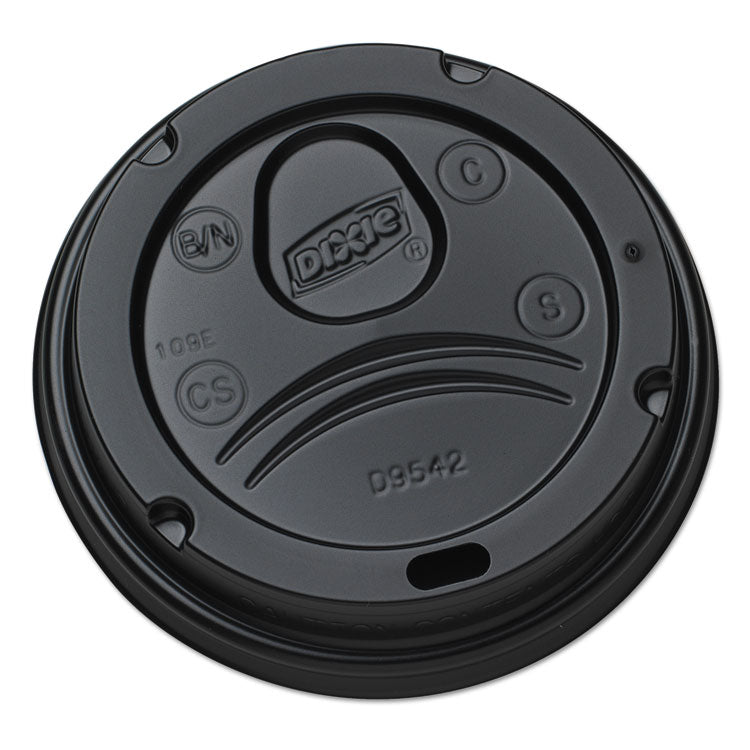 Dixie - Drink-Thru Lids, Fits 10 oz to 20 oz Cups, Plastic, Black, 1,000/Carton