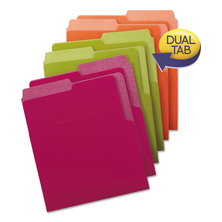 Smead - Organized Up Heavyweight Vertical File Folders, 1/2-Cut Tabs, Letter Size, Assorted: Green/Orange/Red/Sky Blue/Yellow, 6/Pack