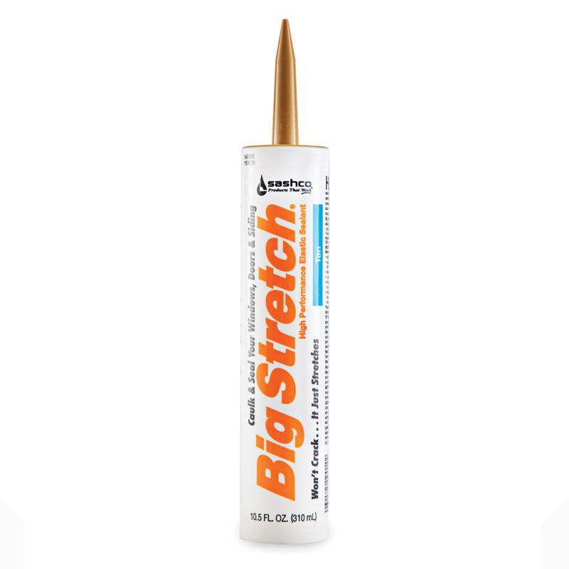 BIG STRETCH - Sashco Big Stretch Tan Elastomeric Acrylic Latex Door/Siding/ Window Caulk 10.5 oz - Case of 12