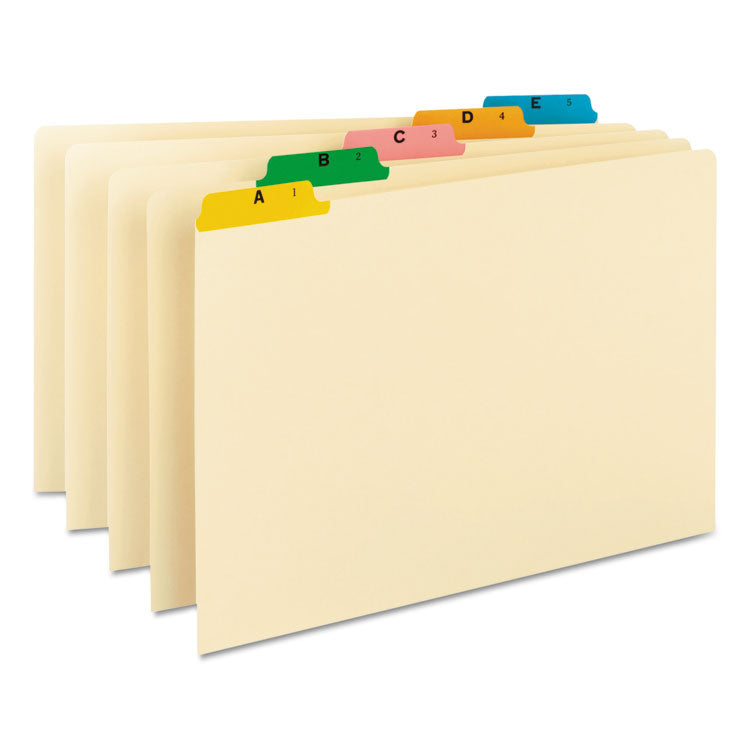 Smead - Alphabetic Top Tab Indexed File Guide Set, 1/5-Cut Top Tab, A to Z, 8.5 x 14, Manila, 25/Set