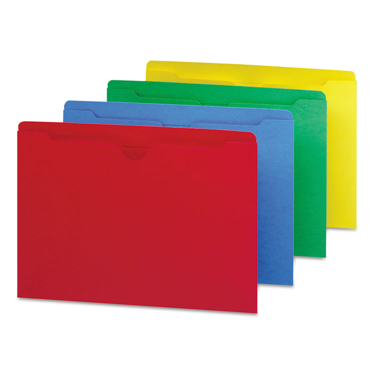 Smead - Colored File Jackets with Reinforced Double-Ply Tab, Straight Tab, Letter Size, Assorted Colors, 100/Box