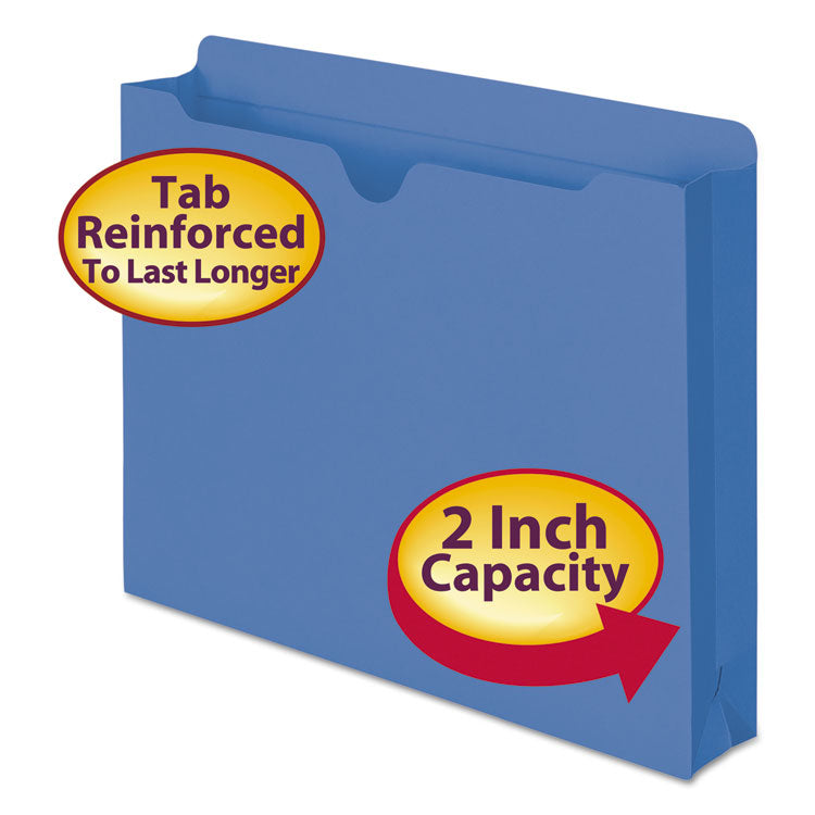 Smead - Colored File Jackets with Reinforced Double-Ply Tab, Straight Tab, Letter Size, Blue, 50/Box