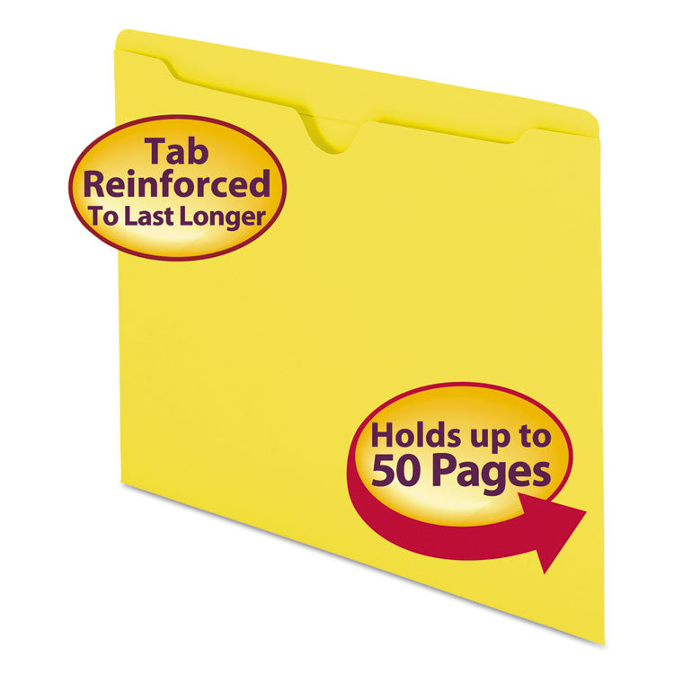 Smead - Colored File Jackets with Reinforced Double-Ply Tab, Straight Tab, Letter Size, Yellow, 100/Box