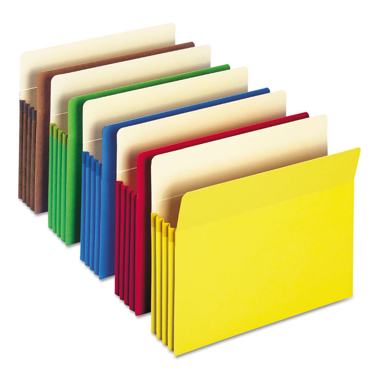 Smead - Colored File Pockets, 3.5" Expansion, Letter Size, Assorted Colors, 25/Box