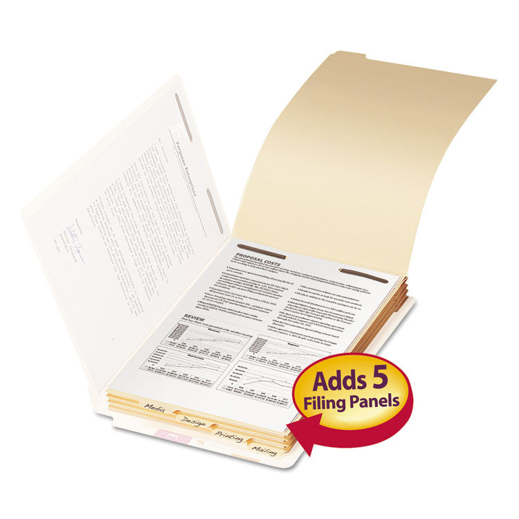 Smead - Stackable Folder Dividers with Fasteners, 1/5-Cut End Tab, Legal Size, Manila, 50/Pack